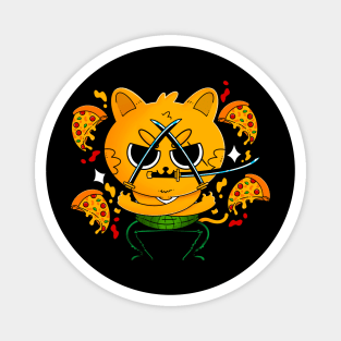 Cat Samurai Pizza Warrior Magnet